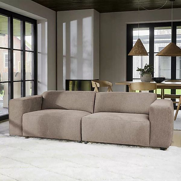 Dreier Sofa Beige Stoff in modernem Design 236 cm breit günstig online kaufen