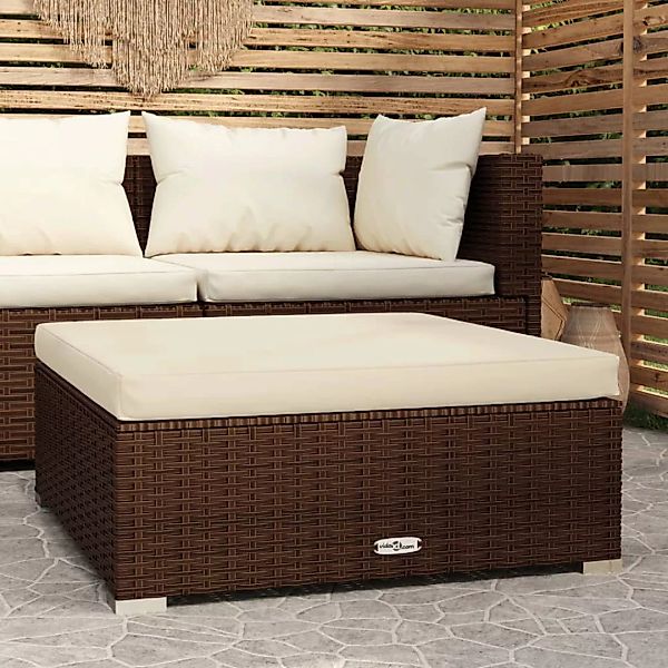 Gartenhocker Mit Kissen Braun 70x70x30 Cm Poly Rattan günstig online kaufen