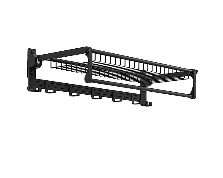 COSTWAY Handtuchhalter, ohne Bohren, klappbar, Wand, Alu, schwarz, 59,5cm günstig online kaufen