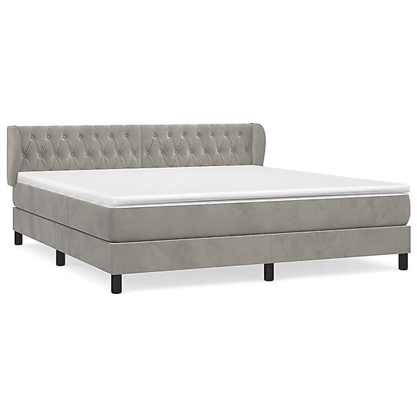 vidaXL Boxspringbett mit Matratze Hellgrau 160x200 cm Samt1397663 günstig online kaufen