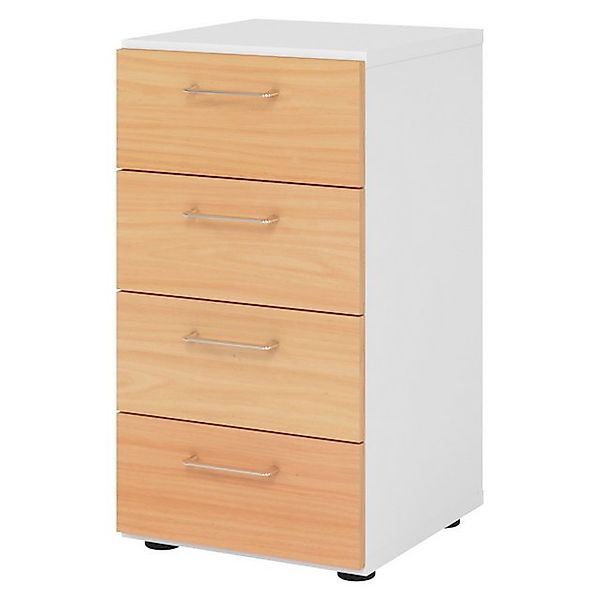 bümö Aktenschrank smart Schubladen Schrank - 4 Schübe Dekor: Weiß/Buche günstig online kaufen