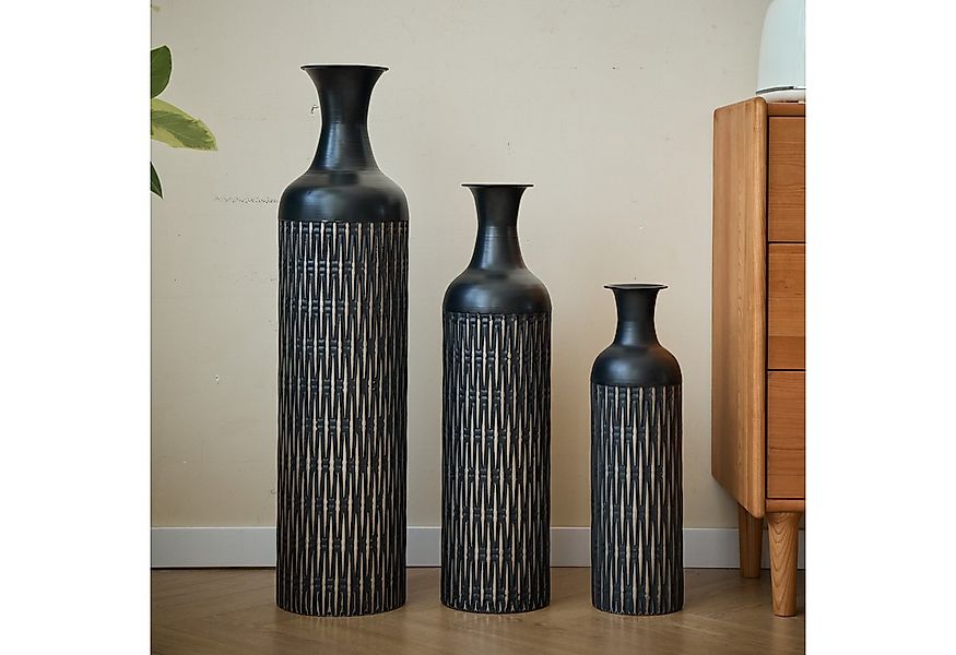 BlingBin Bodenvase 3er Set Deko-Bodenvase, 83/65/50 cm Hohes Metall-Set Dek günstig online kaufen