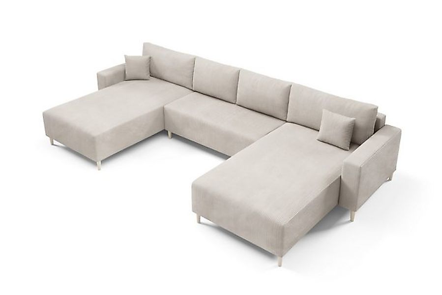PROMETO Möbel Ecksofa Ecksofa Couch U-Form, Sofa U-Form POSO-Stoff Cordstof günstig online kaufen