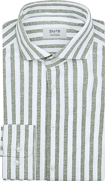 Pure Shirt Linen Optics Stripe Grün - Größe 42 günstig online kaufen