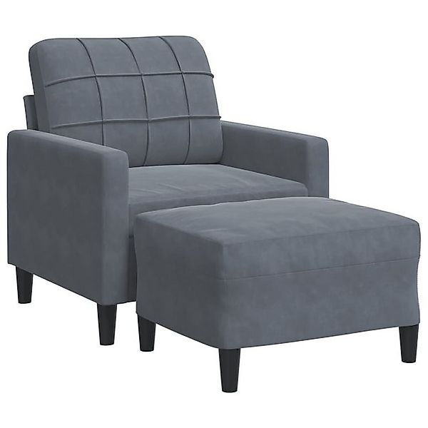 vidaXL Sofa Sessel mit Hocker Dunkelgrau 60 cm Samt günstig online kaufen