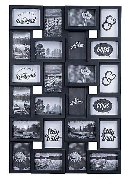 Levandeo® Bilderrahmen Collage, Bilderrahmen Schwarz 24 Fotos 10x15cm Fotor günstig online kaufen