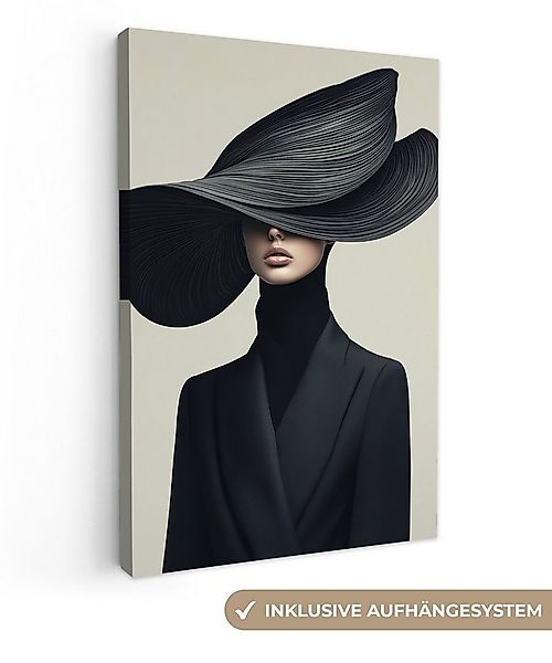 OneMillionCanvasses® Leinwandbild Schwarz - Frau - Hut, Fotodruck (1 St), L günstig online kaufen