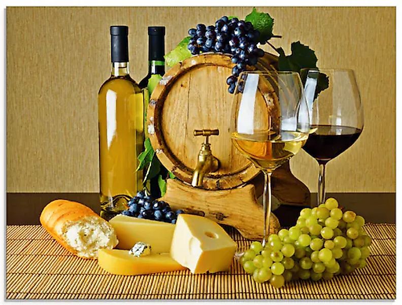 Artland Glasbild »Käse, Wein und Trauben« Lebensmittel 1 Stk. tlg. in versc günstig online kaufen