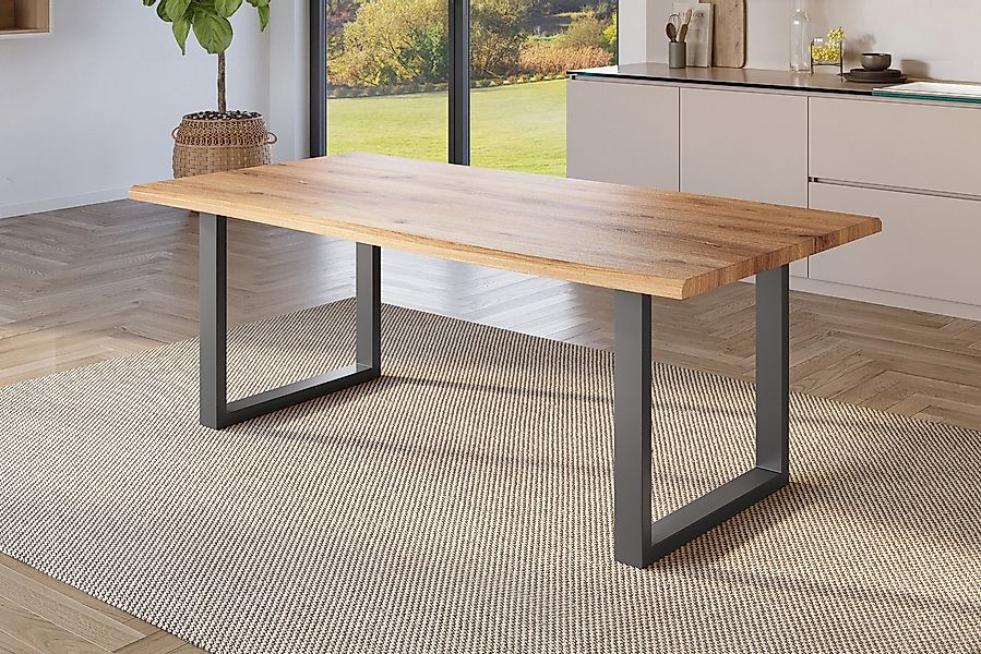 SAM® Esstisch Thoran, Holz-Optik Wildeiche, U-Metallgestell, Baumkante günstig online kaufen