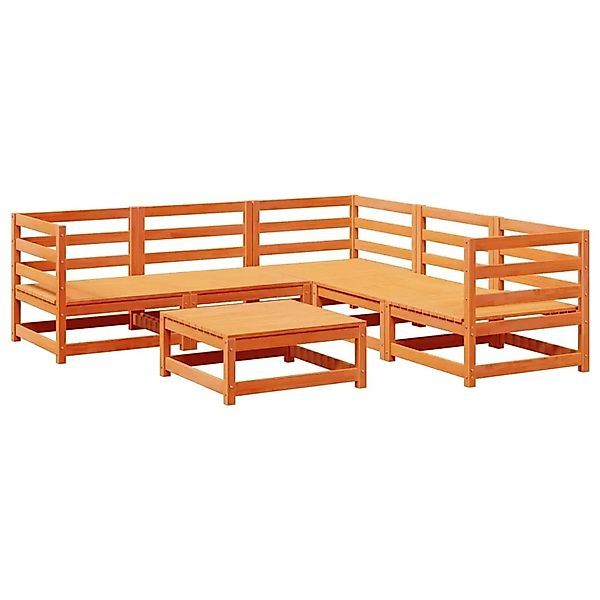 vidaXL 6-Tlg Garten-Sofagarnitur Wachsbraun Massivholz Kiefer 3299442 günstig online kaufen
