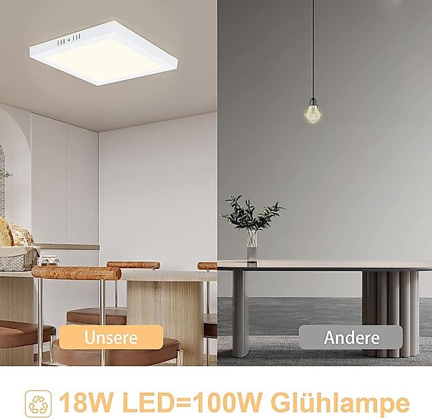 Nettlife LED Panel LED Deckenleuchte Flach Weiß 18W Rund/Eckig, LED fest in günstig online kaufen