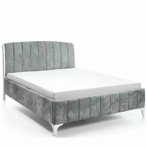 JVmoebel Bett Luxuriöses Bett Schlafzimmer Grau Doppelbett Holzbetten Bettg günstig online kaufen