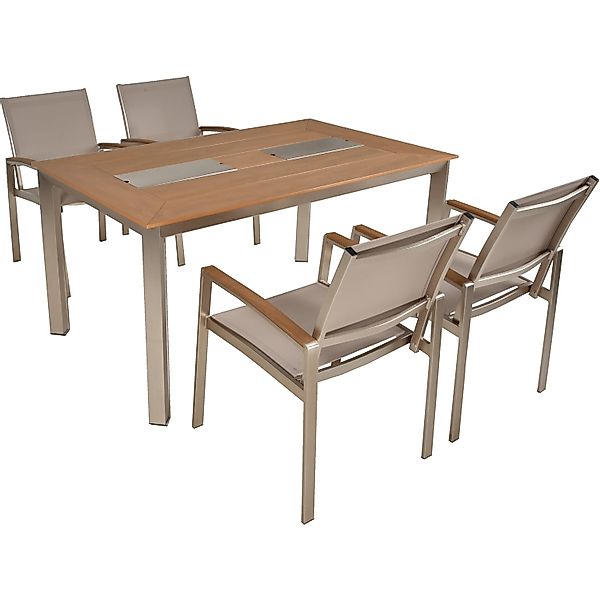 Garden Pleasure Gartenmöbel-Set-02 Florence 5-teilig mit Stapelstühle Champ günstig online kaufen