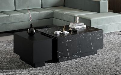 Compleo Couchtisch (2.set) Rechteckiger Couchtisch, Marmor günstig online kaufen