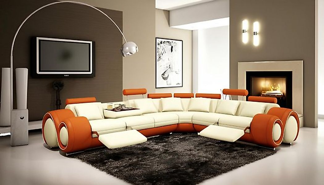 JVmoebel Ecksofa Leder Sofa Ledercouch mit USB wohnlandschaft schwarz weiß günstig online kaufen