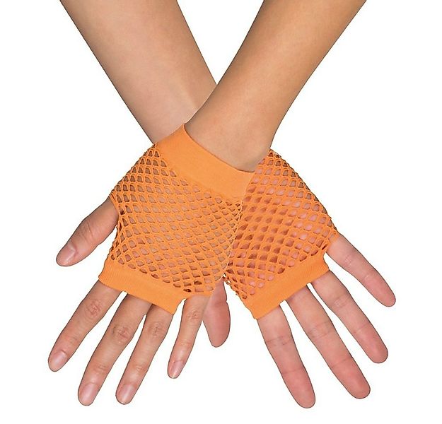 Funny Fashion Kostüm Kurze Fingerlose Netzhandschuhe 'New York', Neon günstig online kaufen