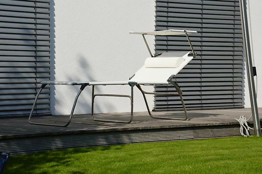 Fiam Amigo big fifty - Dreibeinliege mit Sonnendach und Nackenrolle pistazi günstig online kaufen