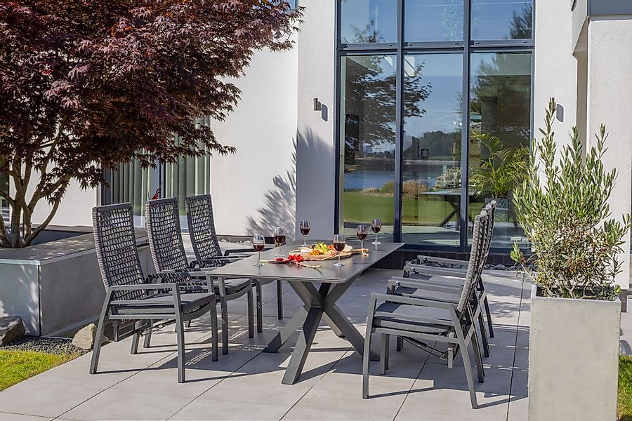 Gartenmöbelset Relaxsessel Lucena mit Tisch Malaga 200 x 90 cm günstig online kaufen