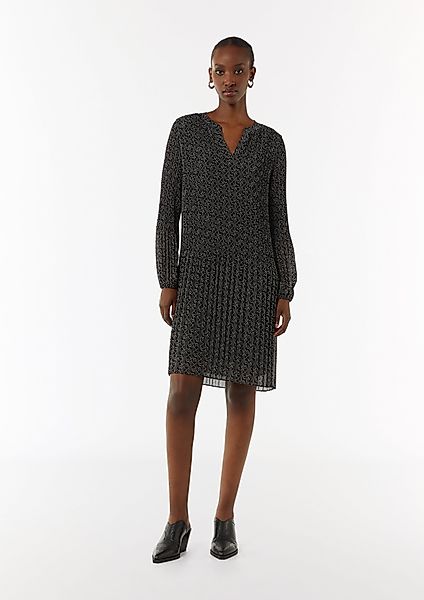 Comma Minikleid Plissiertes Chiffon-Kleid mit V-Ausschnitt günstig online kaufen