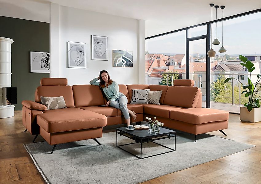 Die PlanBar Wohnlandschaft "PN-EM15047 U-Form, mit Kopfstützen", Echtleder, günstig online kaufen