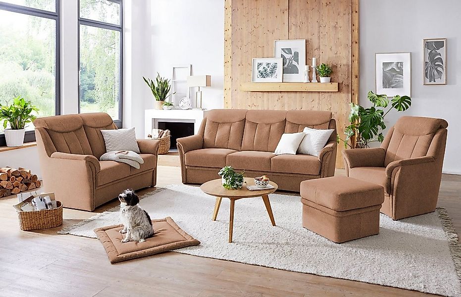 VILLA BECK Polstergarnitur Lugano, (Set, 3-tlg), Kopfteilverstellung, in Si günstig online kaufen