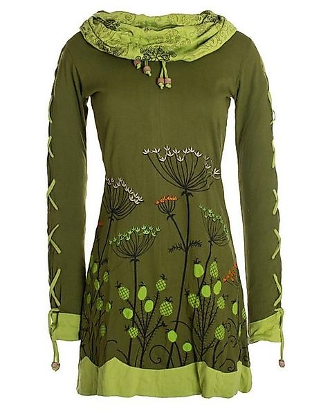 Vishes Jerseykleid Blumenkleid Langarm-Shirtkleid mit Schalkragen Hippie, B günstig online kaufen