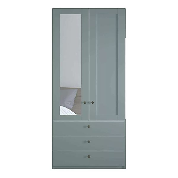 Kleiderschrank mit Spiegel links in Graugrün 100 cm breit günstig online kaufen