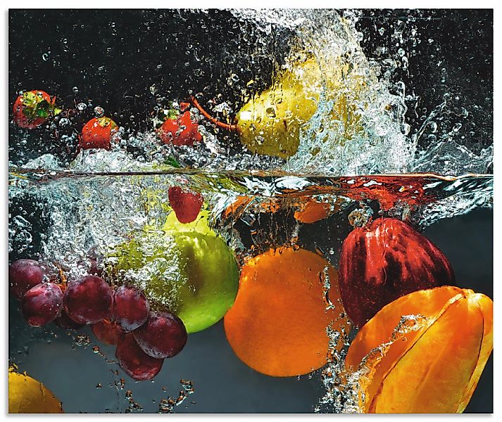 Artland Küchenrückwand "Spritzendes Obst auf dem Wasser" Alu Spritzschutz m günstig online kaufen