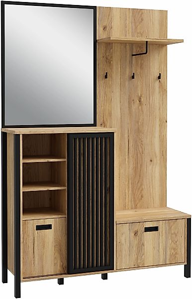 FORTE Kompaktgarderobe "Jytana", Kompaktgarderobe, Stauraum, Lamellenoptik, günstig online kaufen