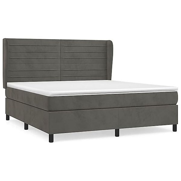 vidaXL Bettgestell Boxspringbett mit Matratze Dunkelgrau 180x200 cm Samt Be günstig online kaufen