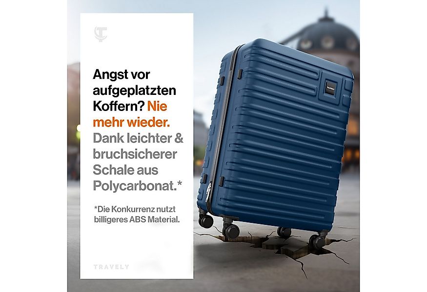 Travely Koffer Polycarbonat Koffer XL 77cm - Reisekoffer, Hartschalenkoffer günstig online kaufen