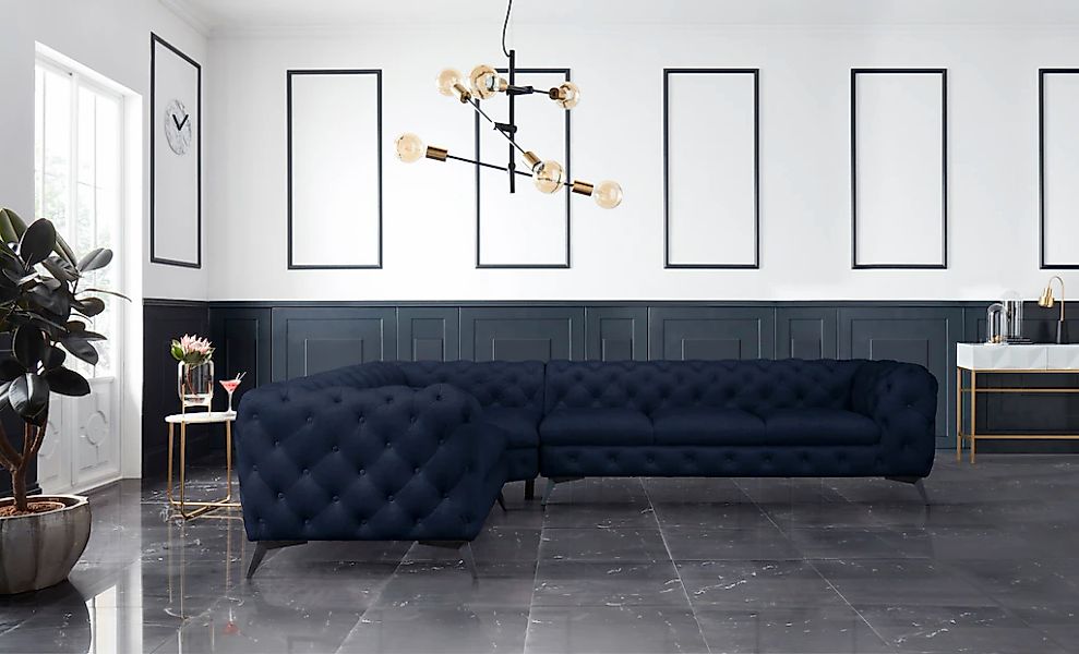 Leonique Chesterfield-Sofa "Ecksofa GLYNIS L-Form mit Wellenunterfederung, günstig online kaufen