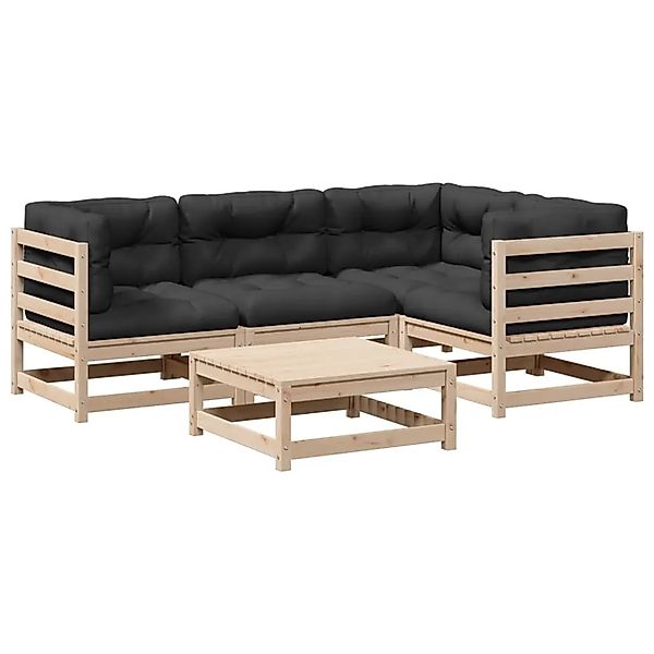 vidaXL 5-Tlg Garten-Sofagarnitur mit Kissen Massivholz Kiefer 3299423 günstig online kaufen
