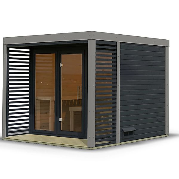 Karibu Saunahaus Seros 3 Zoll Anthrazit/Graualuminium günstig online kaufen
