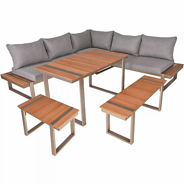 Garden Pleasure Lounge-Eckgruppe Aurea 6-teilig Grau-Braun günstig online kaufen