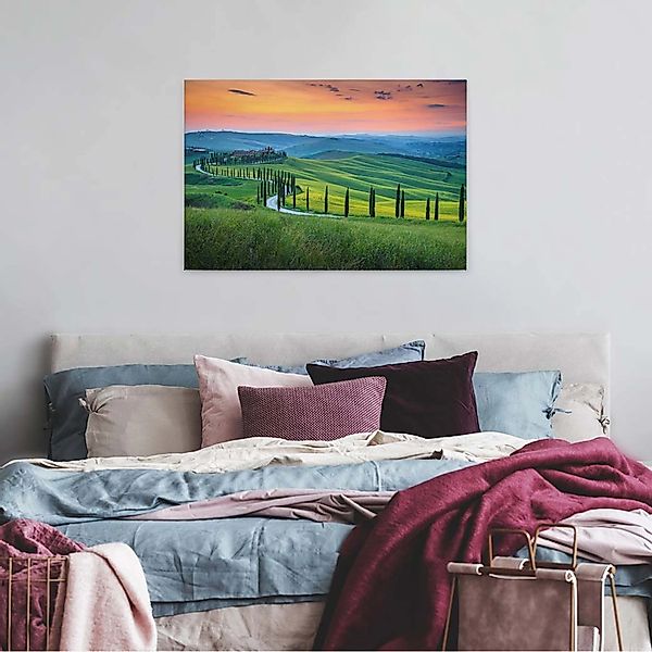 Bricoflor Leinwand Mit Toskana Im Sonnenuntergang Landschaft Wandbild In Gr günstig online kaufen