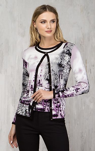 Passioni 2-in-1-Strickjacke Twinset mit Stadtmuster günstig online kaufen