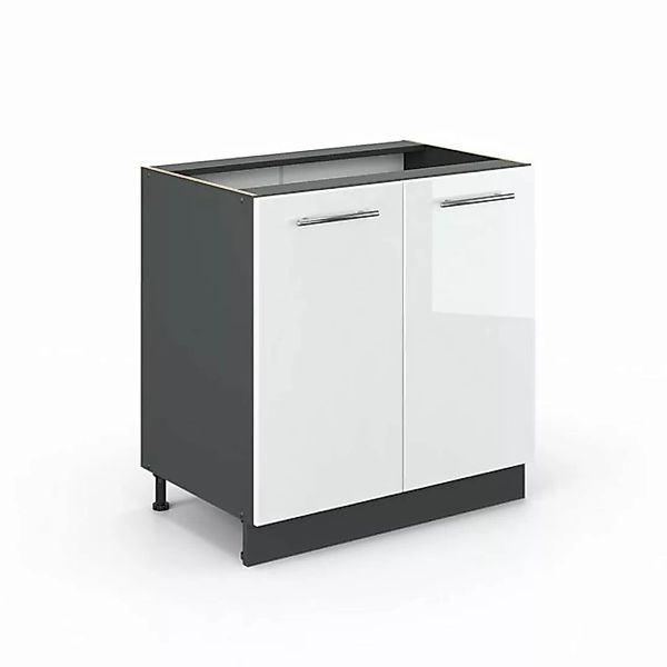 Vicco Spülenunterschrank Küchenunterschrank 80 cm Fame-Line Anthrazit Weiß günstig online kaufen
