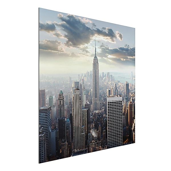 Alu-Dibond Bild Architekur & Skyline - Quadrat Sonnenaufgang in New York günstig online kaufen