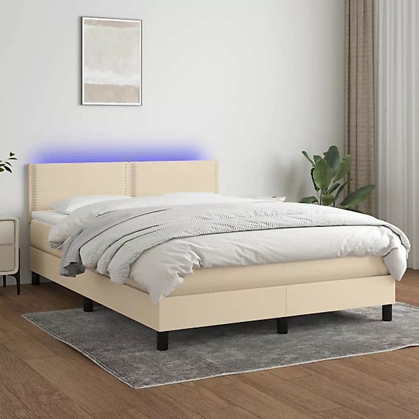 Vidaxl Boxspringbett Mit Matratze & Led Creme 140x200 Cm Stoff günstig online kaufen