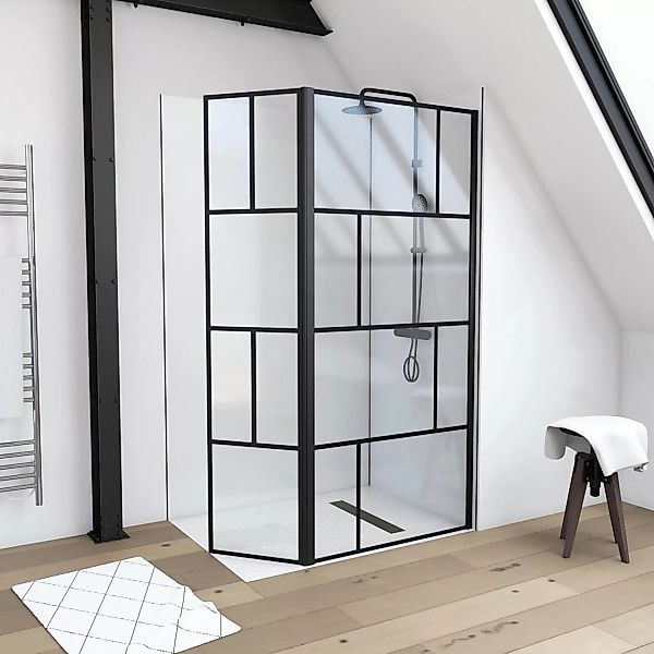 Aurlane Duschwand Walk-In Bricks 90+40 cm x 195 cm günstig online kaufen