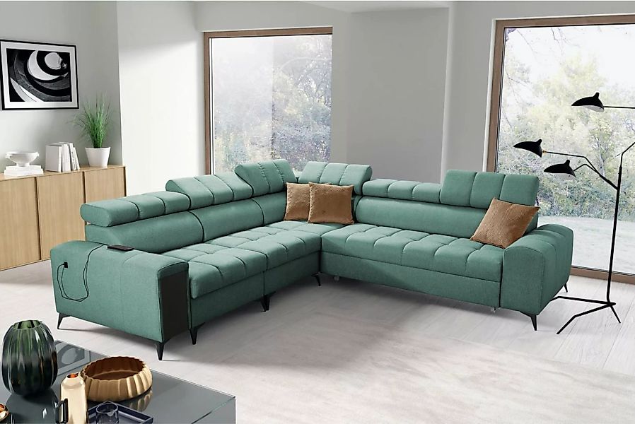 Kaiser Möbel Ecksofa Designer-Ecksofa mit Schlaffunktion und Bar GRECO III günstig online kaufen