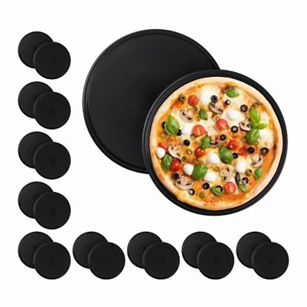 relaxdays 20 x Pizzablech rund schwarz günstig online kaufen