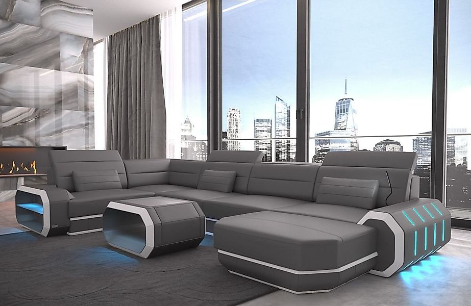 Sofa Dreams Wohnlandschaft Sofa Ledercouch Leder Roma U Form Ledersofa, Cou günstig online kaufen
