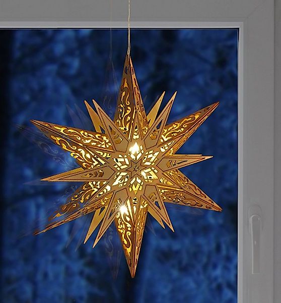 Haushalt International LED Stern Beleuchteter Weihnachtsdeko Stern aus Holz günstig online kaufen