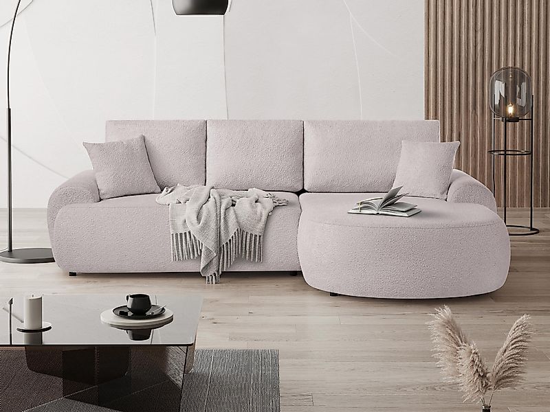 Beautysofa Ecksofa mit Kissen aus Bouclé-Stoff günstig online kaufen