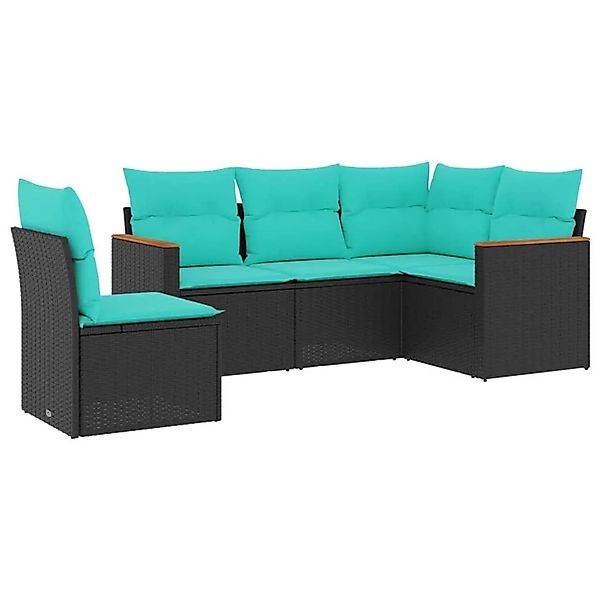 vidaXL 5-Tlg Gartensofa-Set mit Kissen Schwarz Polyrattan 3225973 günstig online kaufen