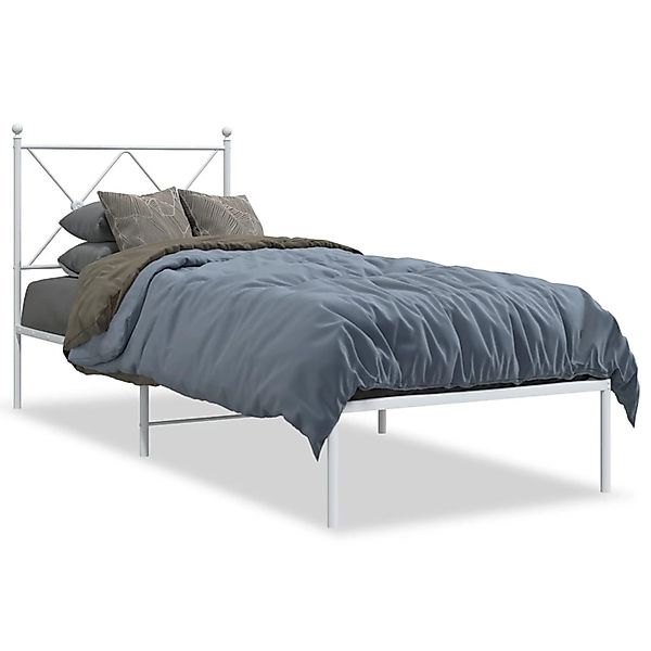 vidaXL Metallbett ohne Matratze mit Kopfteil Weiß 75x190 cm 376541 günstig online kaufen