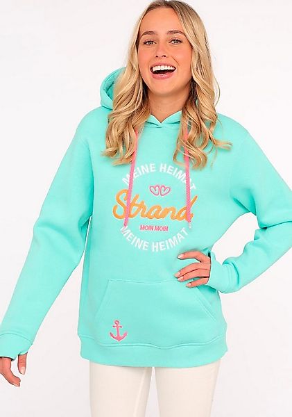 Zwillingsherz Hoodie "Meine Heimat" mit aufgesticktem "Strand"-Schriftzug v günstig online kaufen