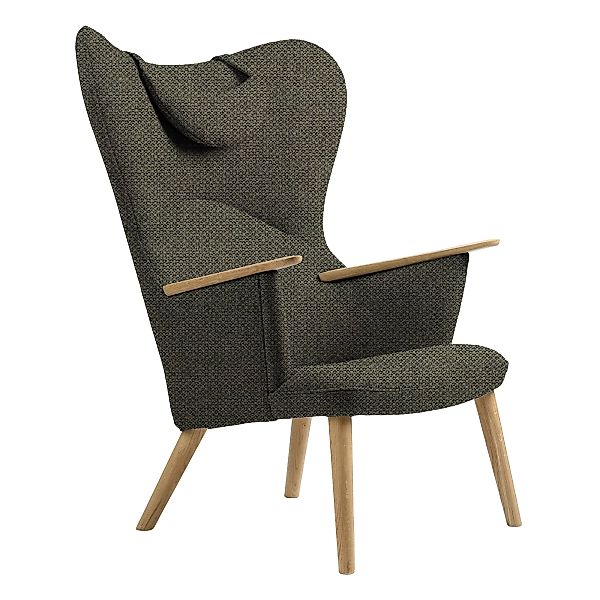 Carl Hansen - CH78 Sessel mit Nackenkissen - dunkelgrün/Stoff Kvadrat Fiord günstig online kaufen